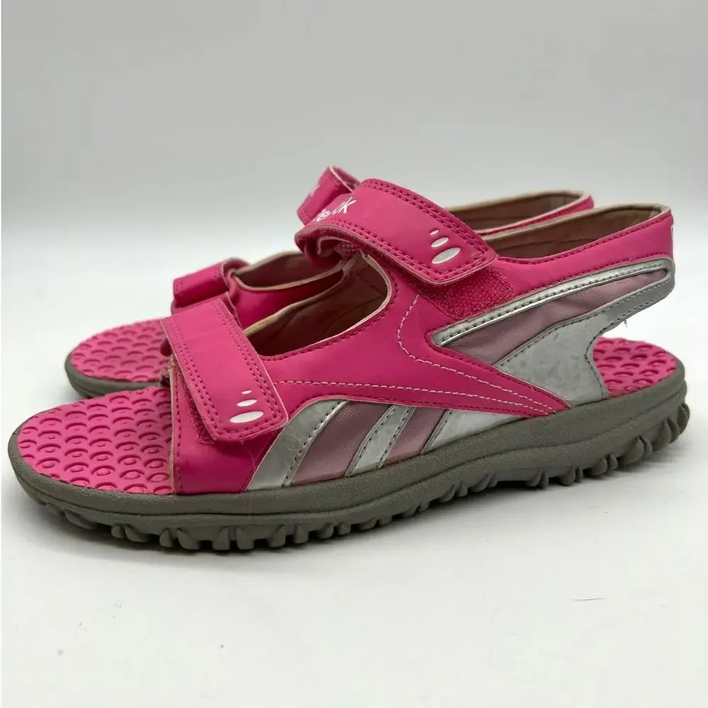 Reebok Wave Glider III Kids Sport Sandals SIZE 5 Pink Gray Hook & Loop Beach